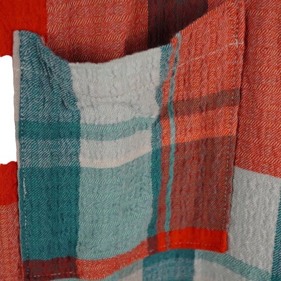 Pilcro Plaid Button-Up Blouse With Ruffle Detail‎ & Pocket - Size M - Picture 6 of 13